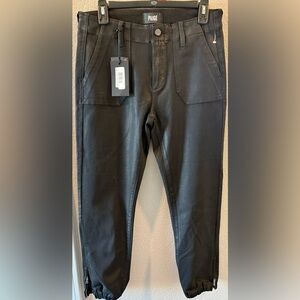 PAIGE Charcoal Faux Leather Trousers